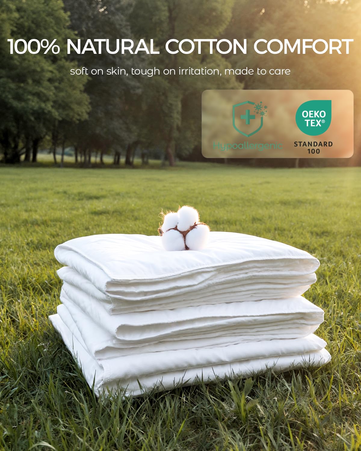 FAUNNA gros plan sur la trame serrée du coton offrant une barrière anti-acariens