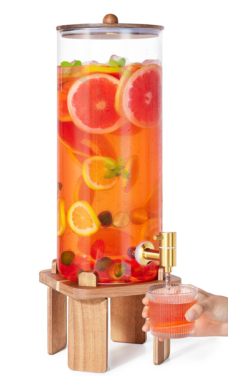 FavorFlavor vue frontale du distributeur en verre, présence élégante pour buffet