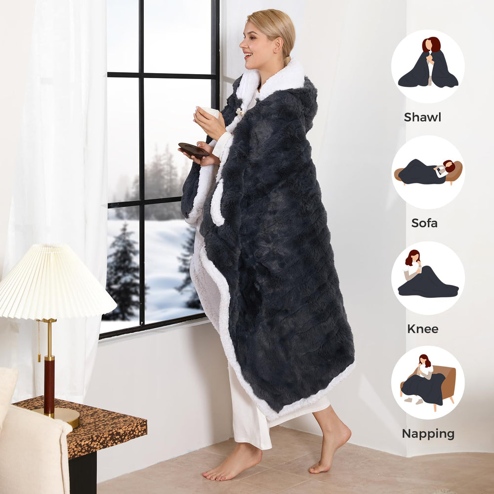 FAYKONCEN poncho porté sur canapé pour relaxation chaude et mains libres