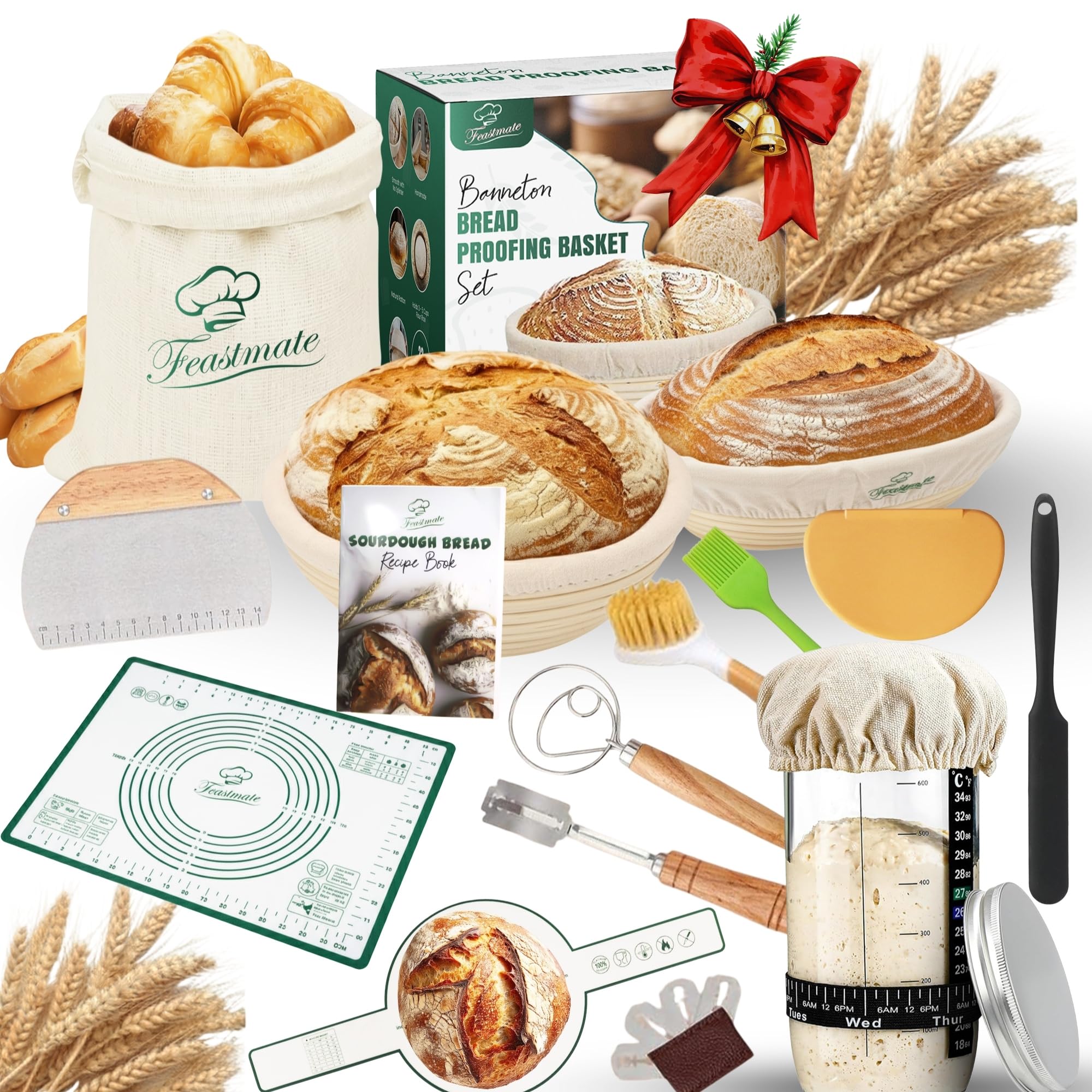 Feastmate paniers banneton montrant tenue et forme pour meilleur pointage