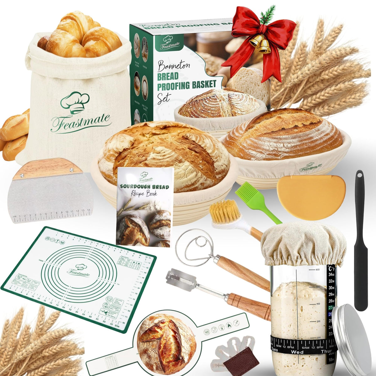 Feastmate paniers banneton montrant tenue et forme pour meilleur pointage