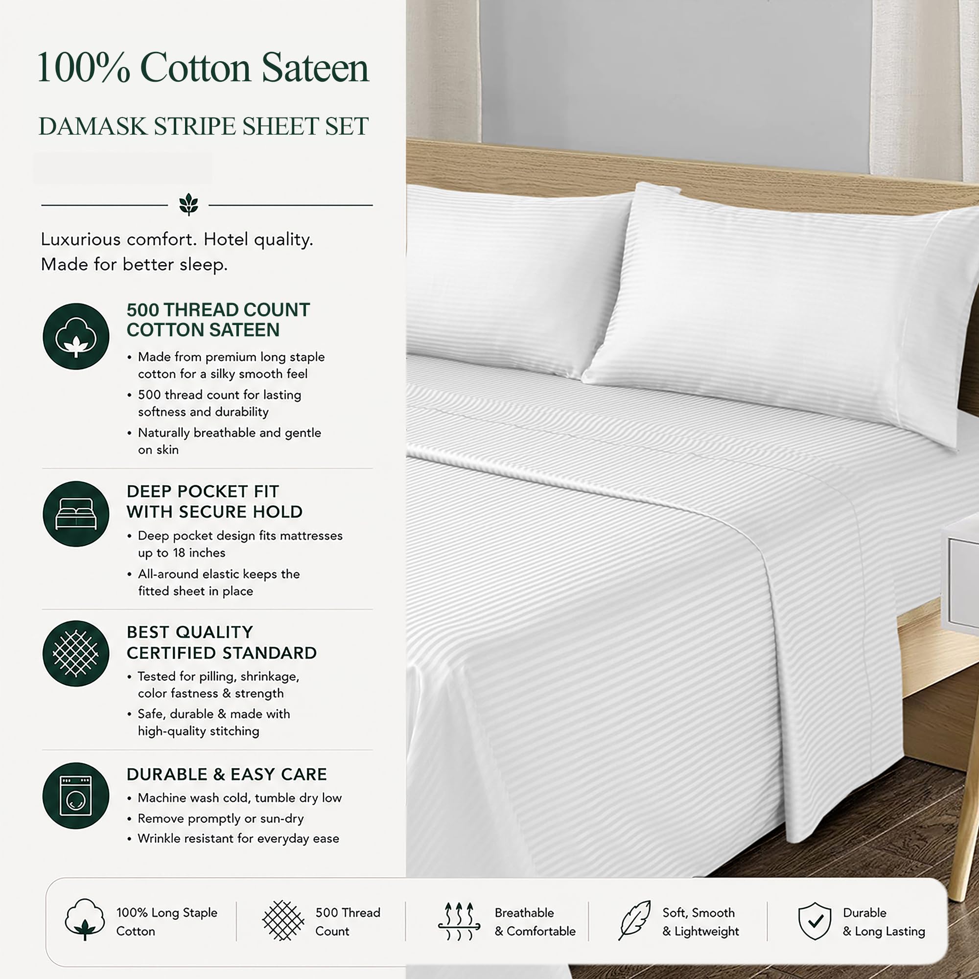 Feather & Stitch comparaison d'échelle avec matelas King montrant ajustement profond