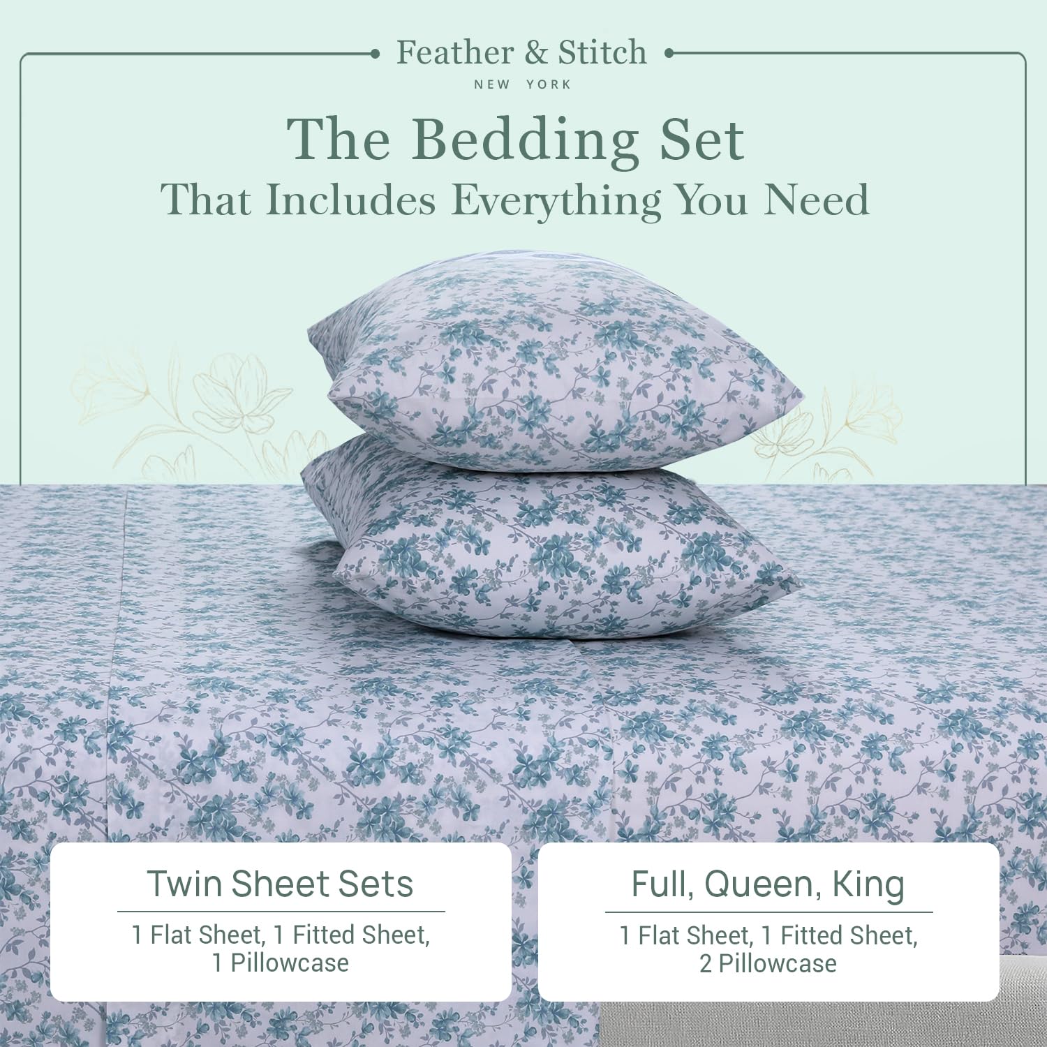 Feather & Stitch New York taies d'oreiller en percale offrant finition mate