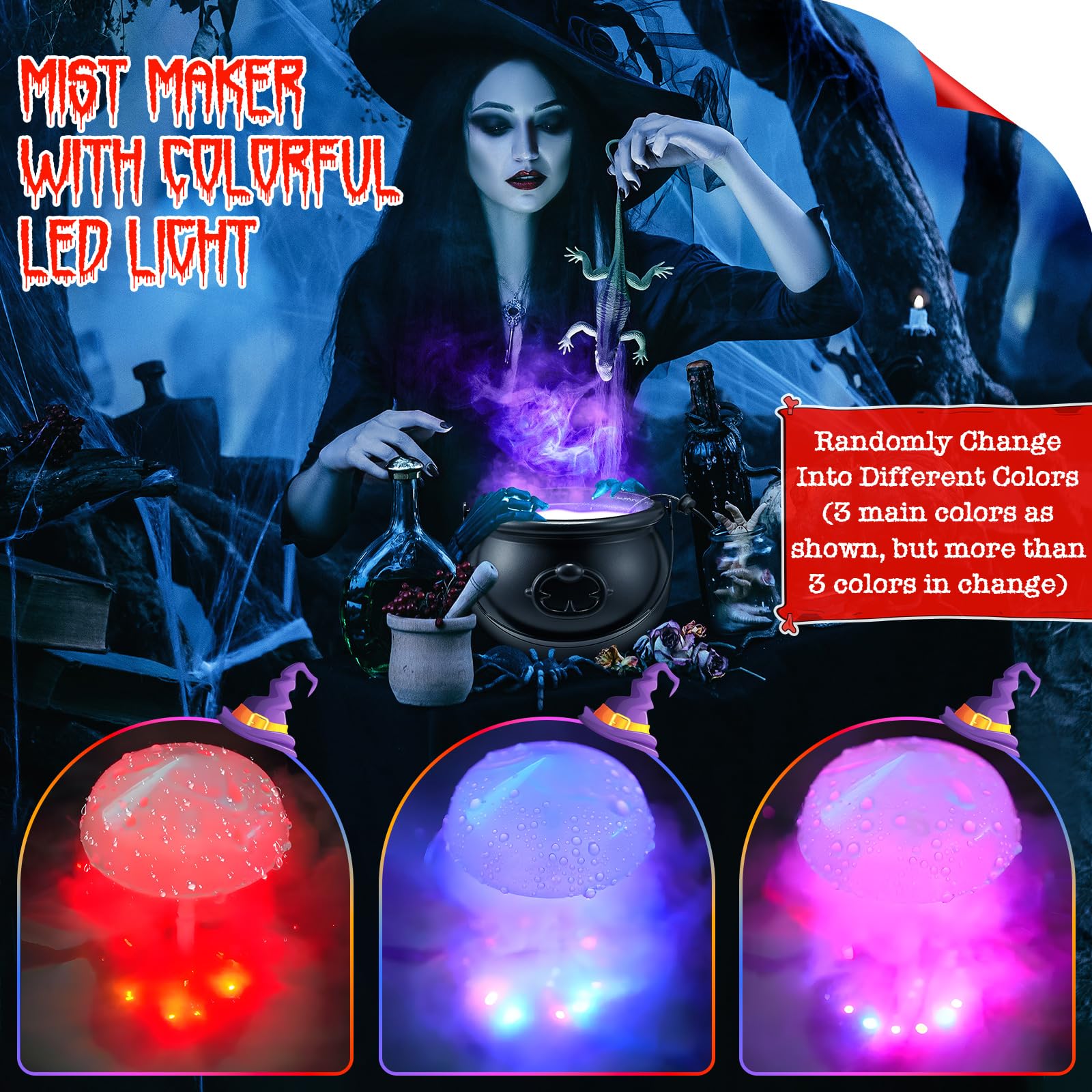 Feekoon chaudron en usage pour soirée Halloween créant atmosphère mystérieuse