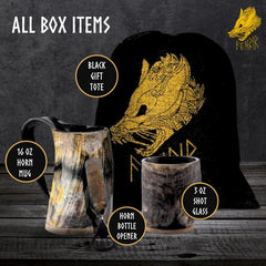 FENRIR détail de la texture de corne poli illustrant qualité artisanale