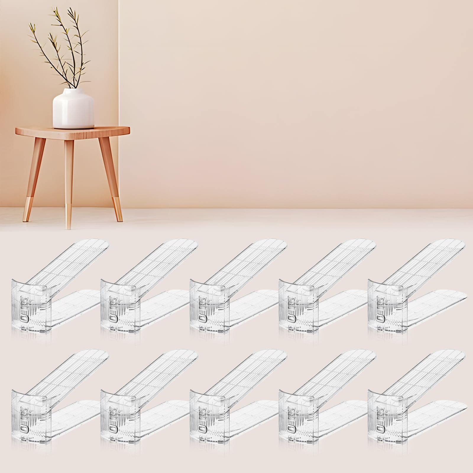 FENRUNXU face du range-chaussures transparent montrant gain d'espace