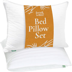 Fern and Willow emballage lot de 2 oreillers queen, confort hôtelier visible