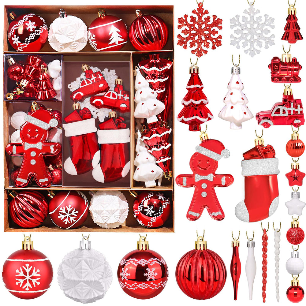 FestiveBliss paquet de 71 boules prêt à décorer, grande variété