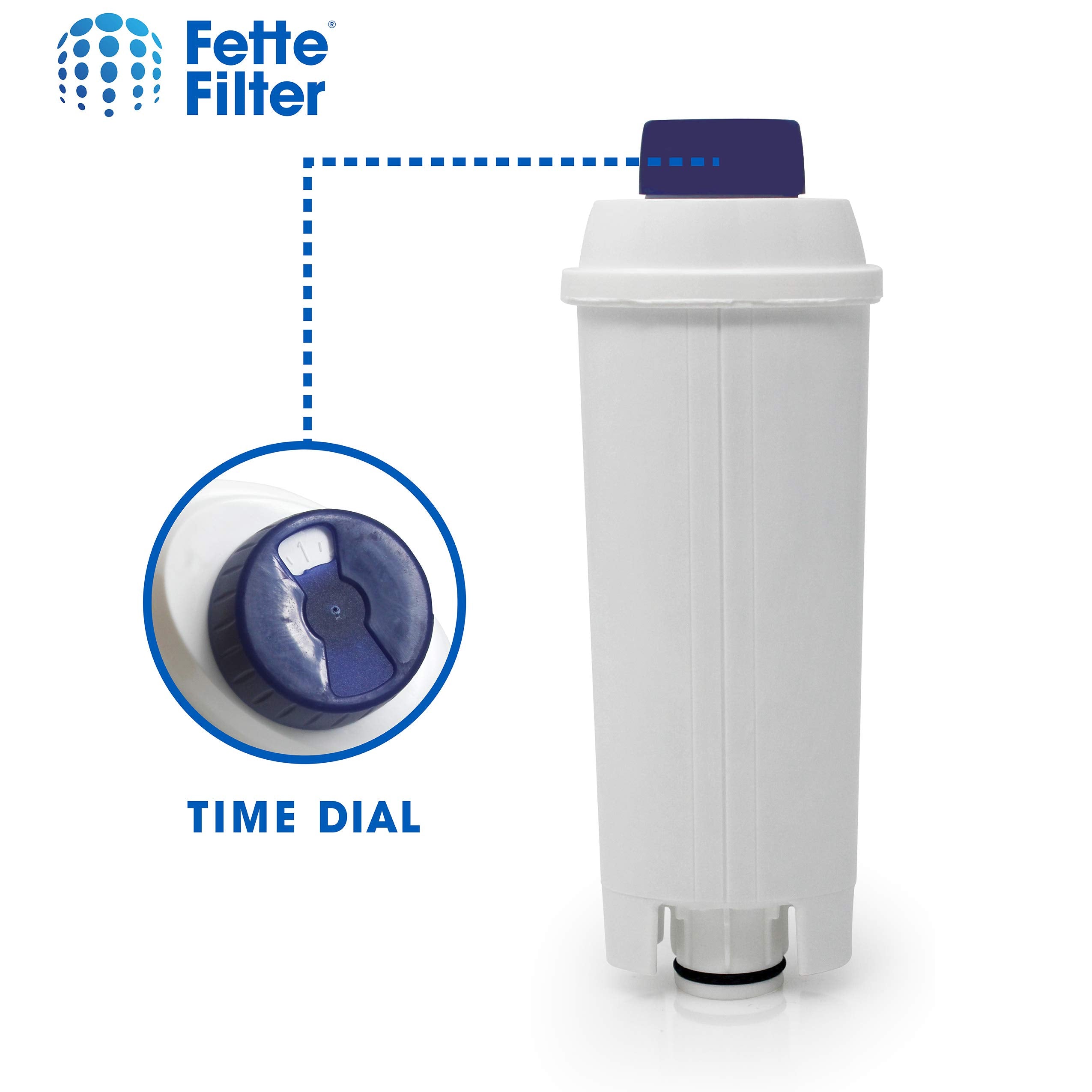 Comparaison d'échelle Fette Filter DLS C002 à côté d'une tasse pour visualiser la taille utile