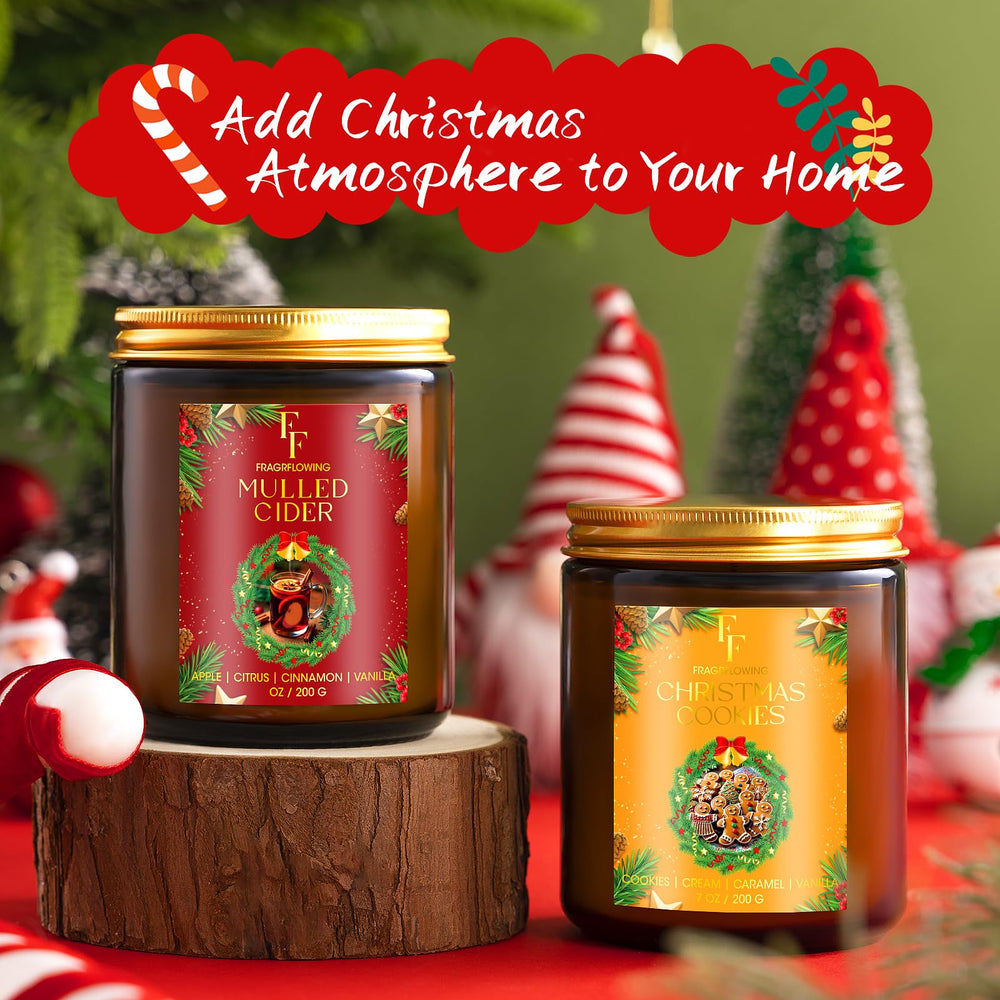 FF FRAGRFLOWING ensemble de quatre bougies sur table de Noël, décore et parfume