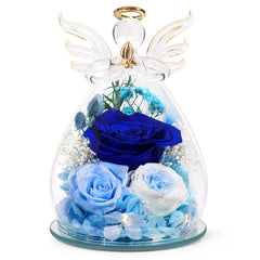 FIACO cloche en verre avec rose et ange, cadeau élégant et durable