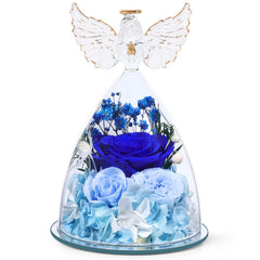 FIACO cloche en verre montrant trois roses préservées, cadeau durable