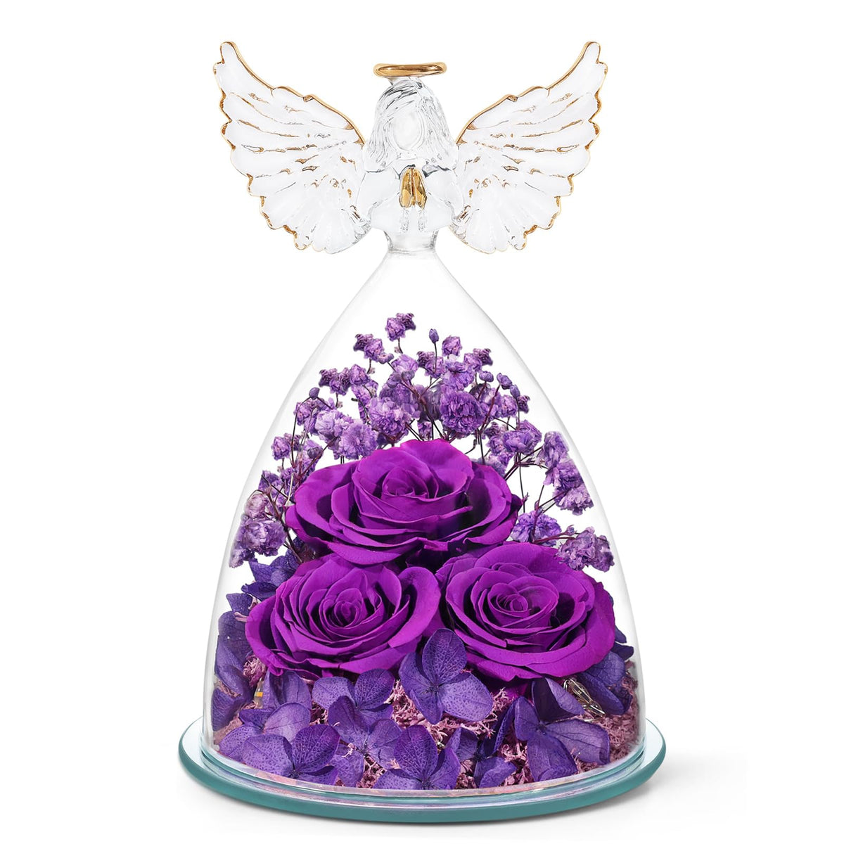 FIACO rose sous cloche vue frontale, cadeau élégant et durable