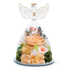 FIACO rose préservée sous cloche frontale montrant élégance durable