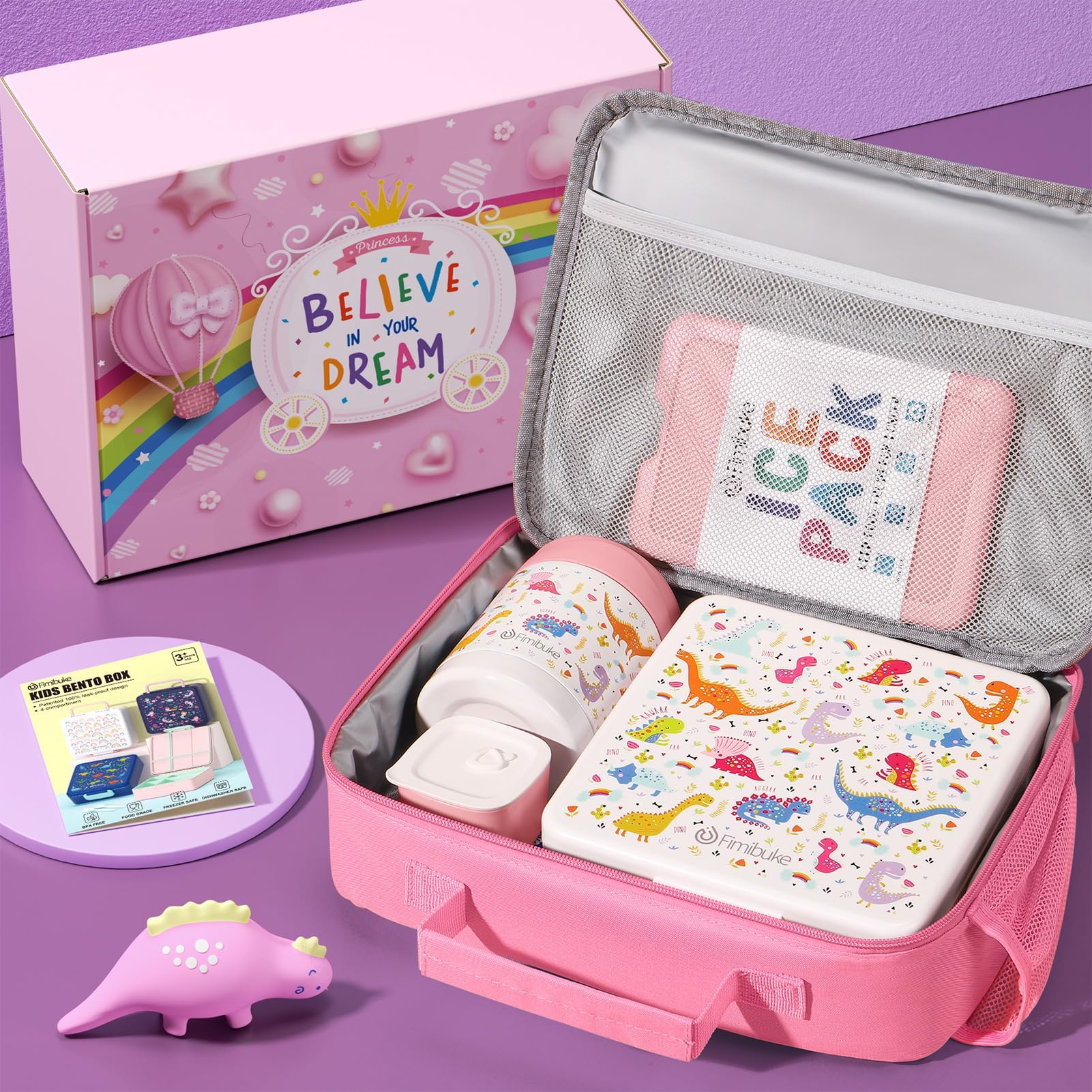 Fimibuke boîte bento ouverte à 4 compartiments, sépare aliments facilement