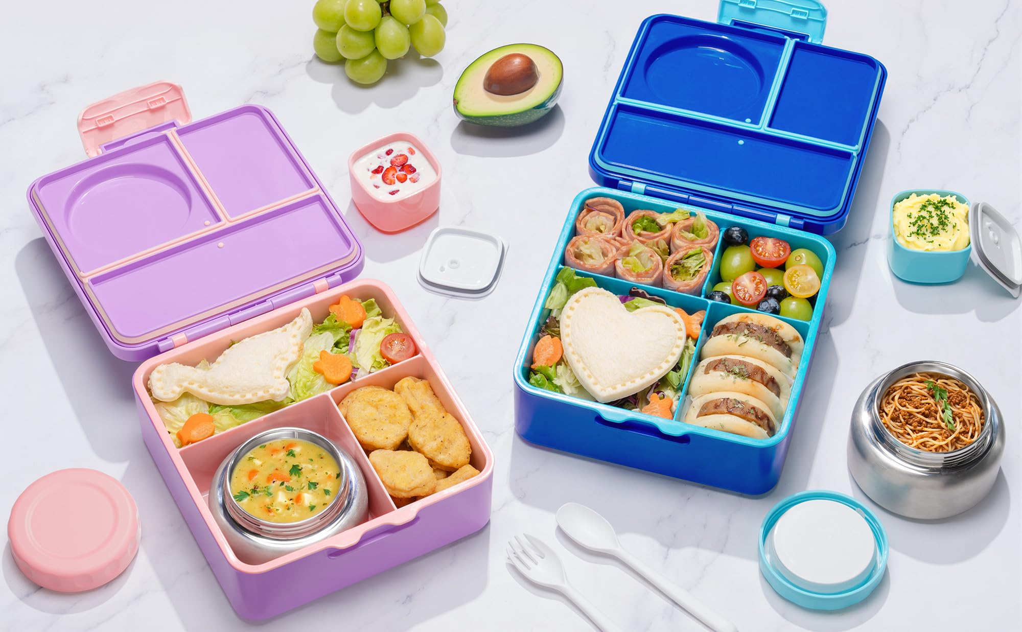 Fimibuke boîte remplie illustrant portions familiales équilibrées et séparées