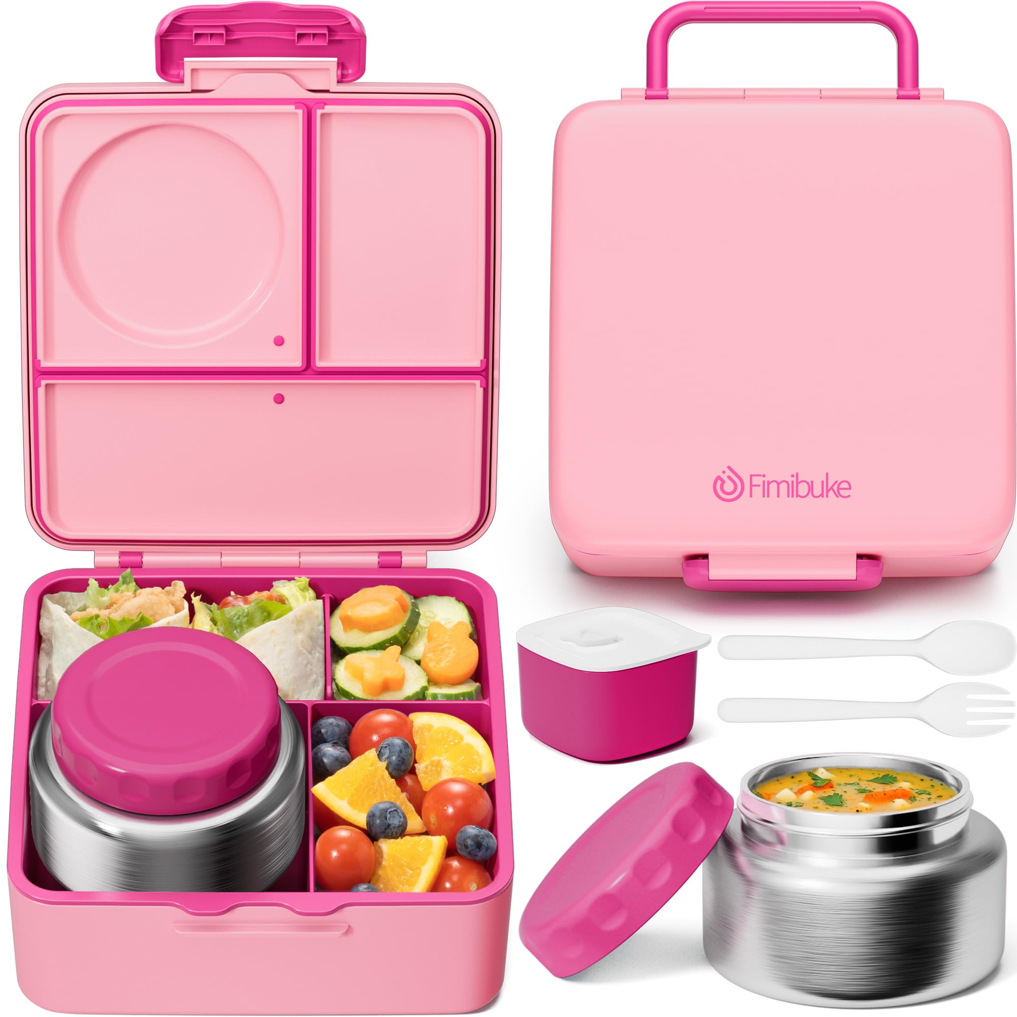 Fimibuke vue face ouverte montrant compartiments et rangement, pratique pour repas variés