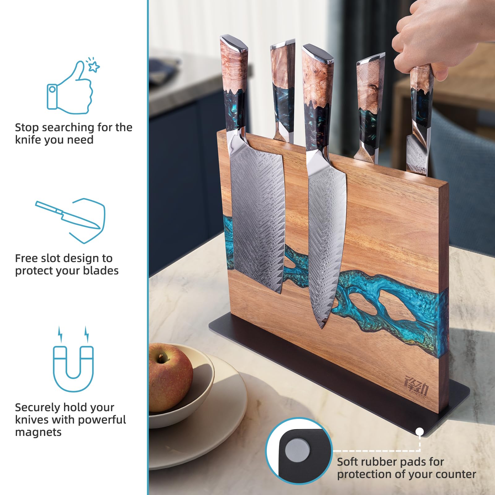 Détail base en acier inox FINDKING pour stabilité et durabilité accrue