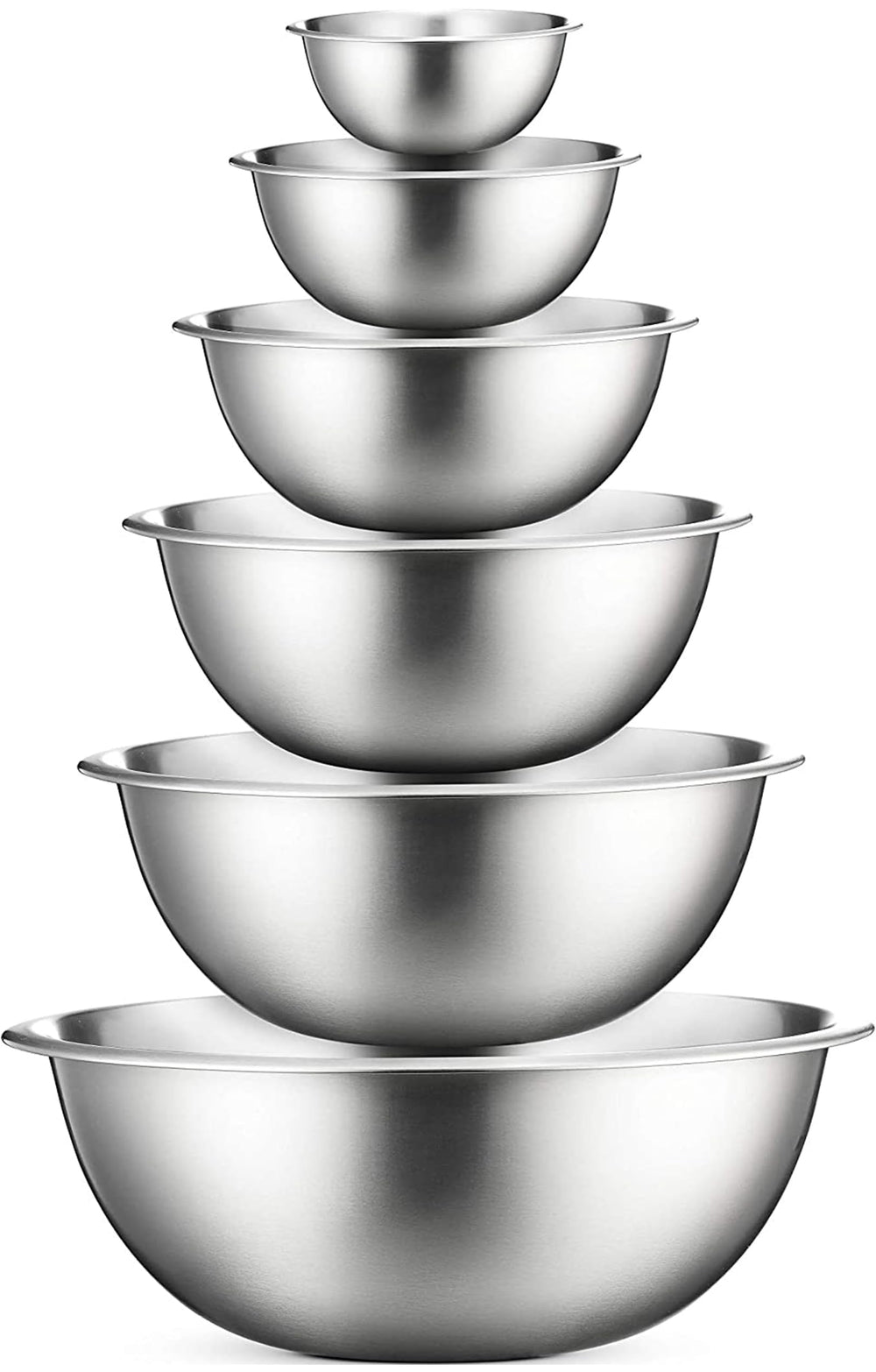 FineDine vue avant de l’ensemble de six bols inox avec finition élégante et polyvalence
