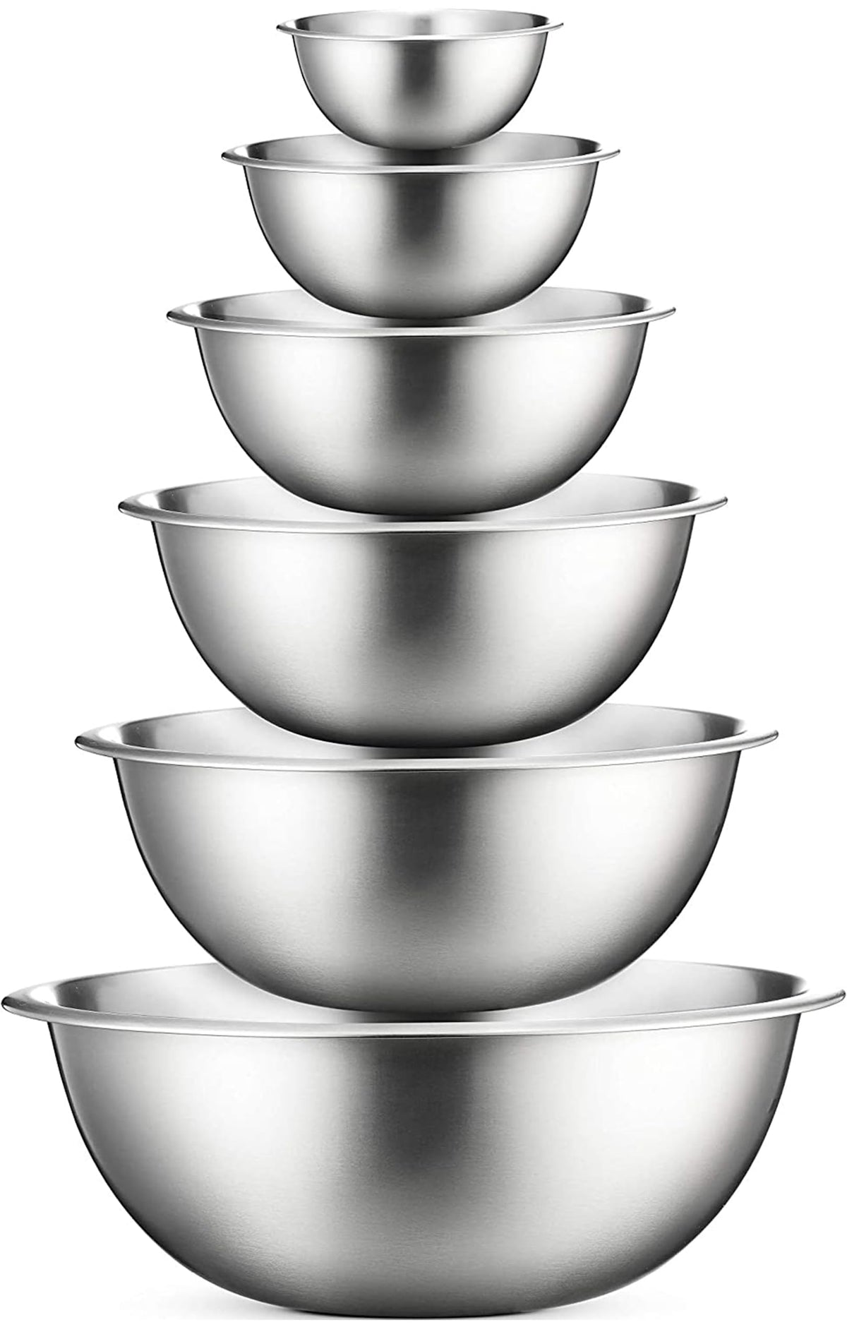 FineDine vue avant de l’ensemble de six bols inox avec finition élégante et polyvalence