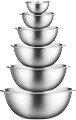 FineDine vue avant de l’ensemble de six bols inox avec finition élégante et polyvalence