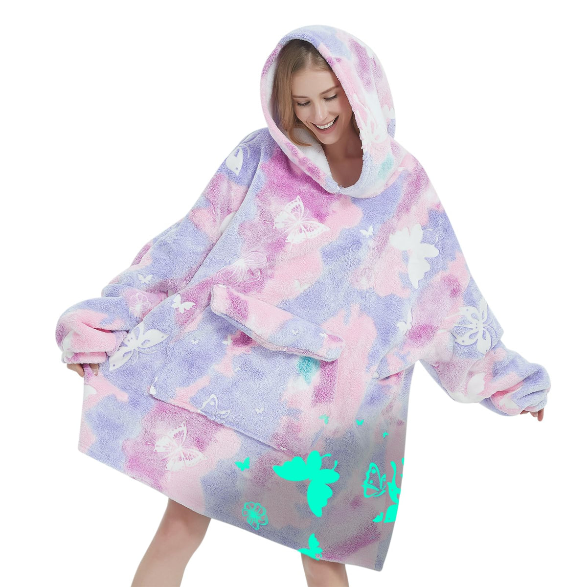 Fiosnow sweat couverture capuche devant avec motif papillon, confort instantané