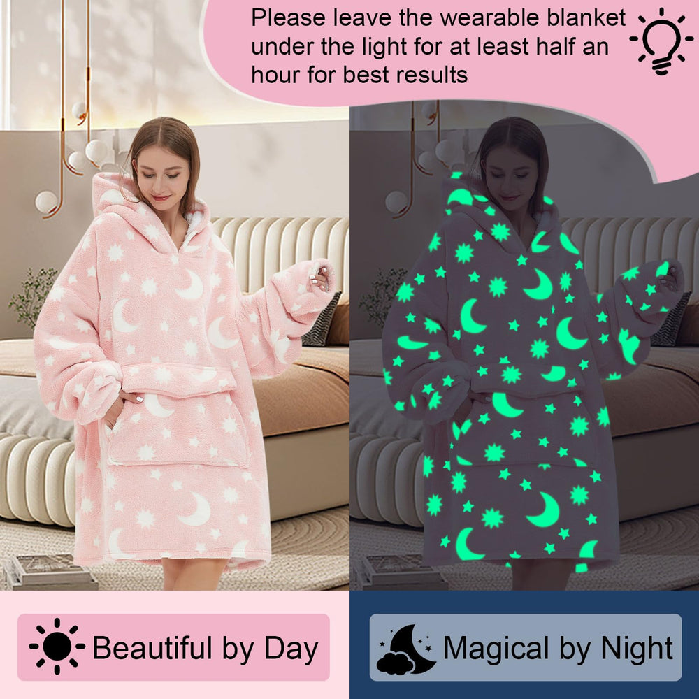 Fiosnow capuche avec motif étoile et lune phosphorescent pour ambiance ludique