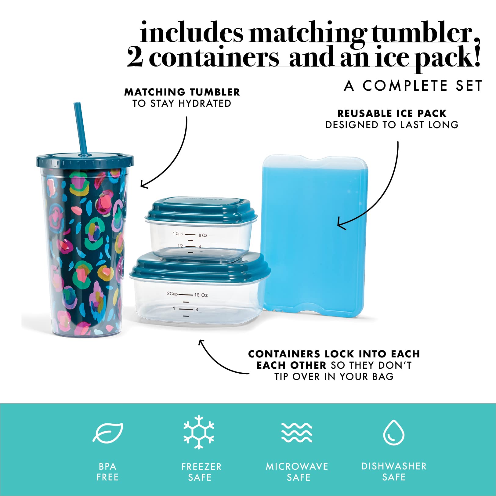 Fit & Fresh deux boîtes alimentaires d'une tasse, portionnage facile