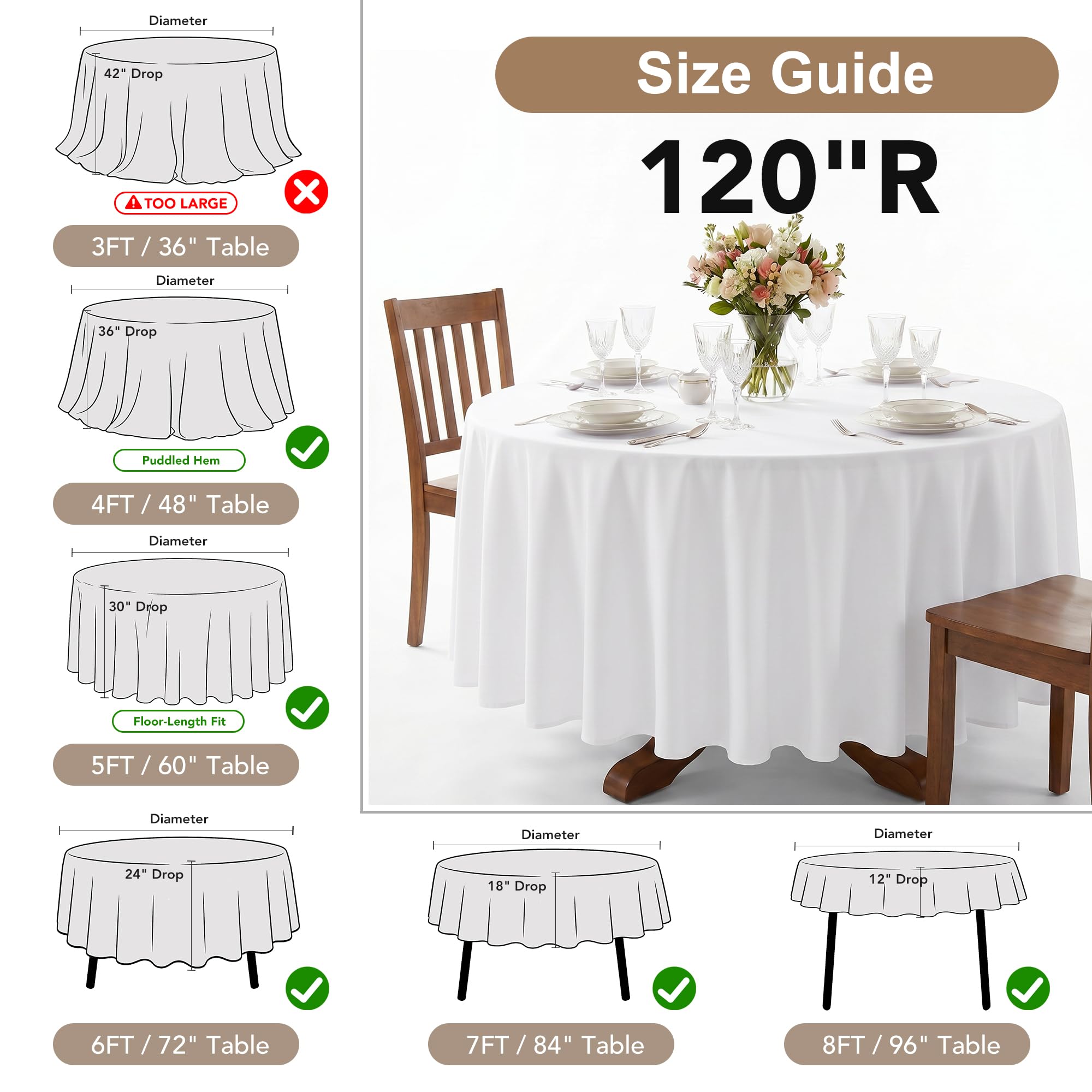 Fitable lot de six nappes empilées, solution pratique pour événements
