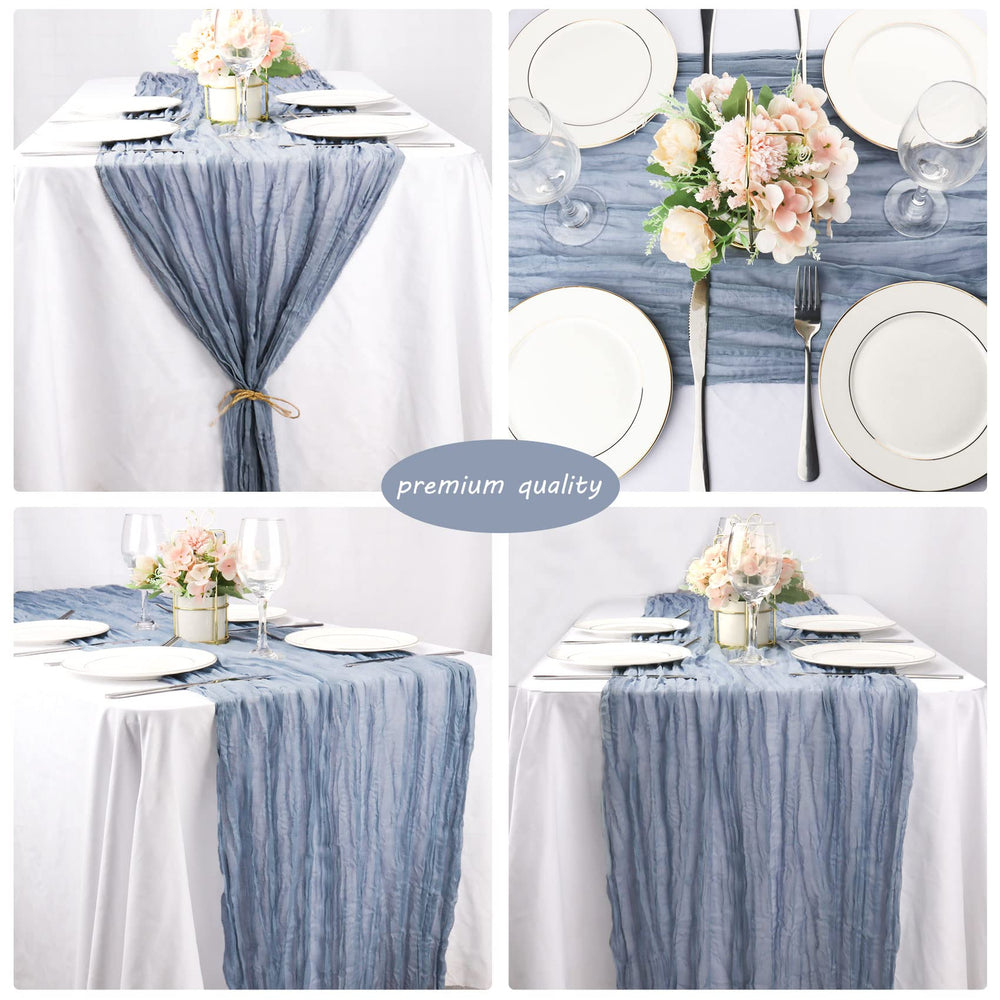 Fivenl table de mariage bohème avec chemin dusty blue style romantique