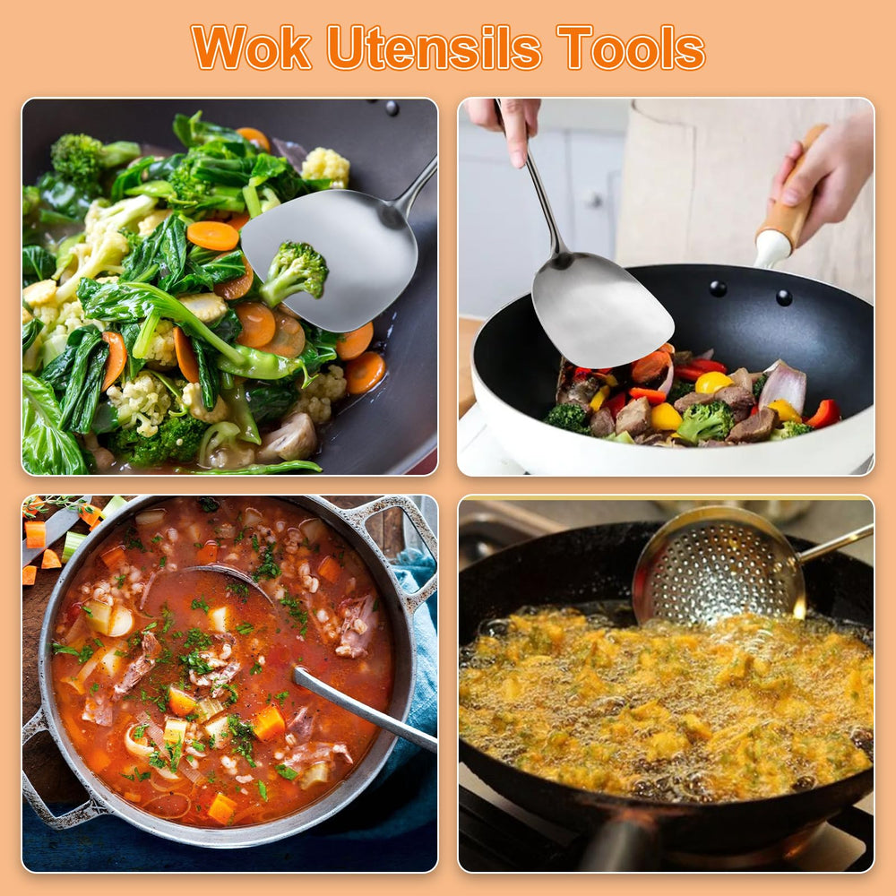 FJNATINH spatule utilisée dans un wok pour retourner légumes sans les abîmer