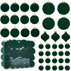 FLAGLY ensemble complet de 46 boules velours vert foncé, décoration versatile