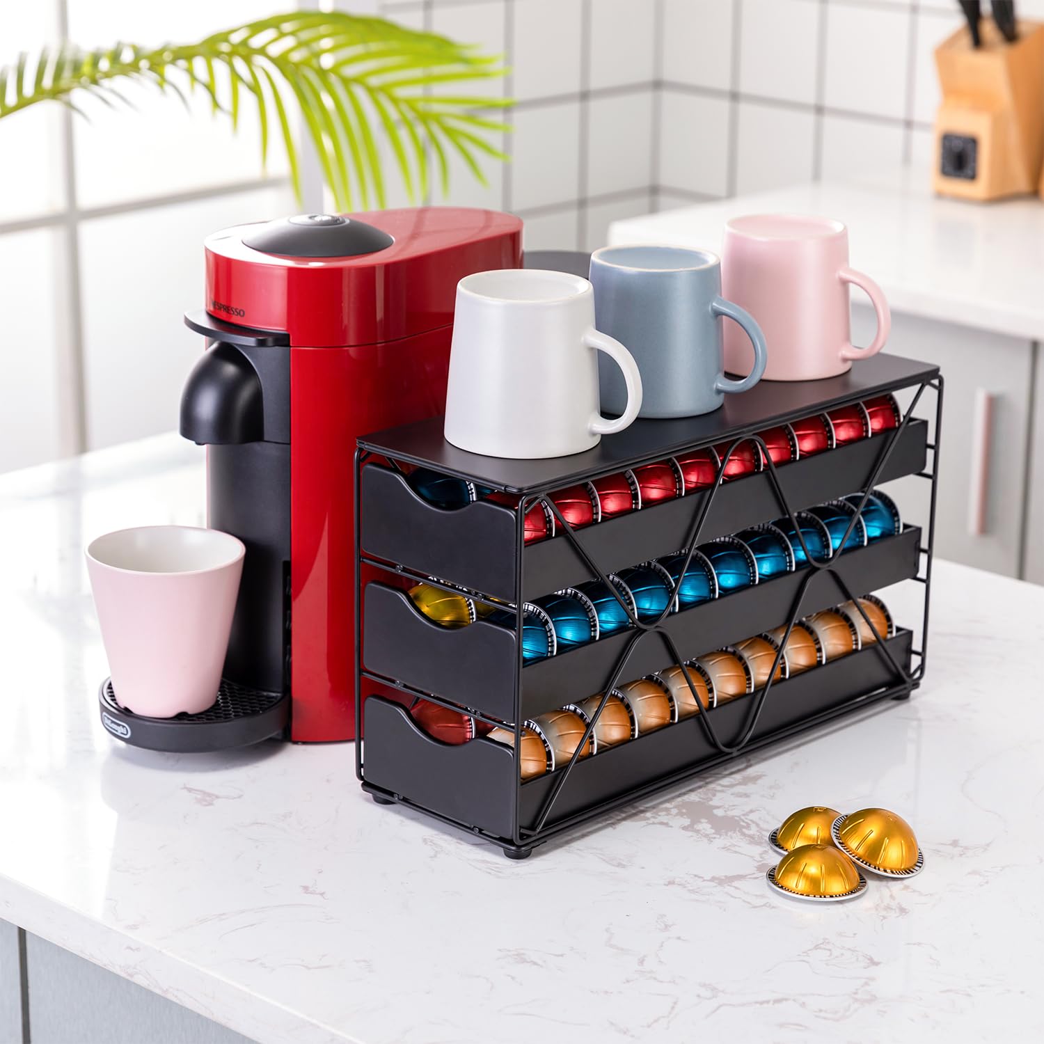 FlagShip mise en scène cuisine matin montrant accès simple aux capsules