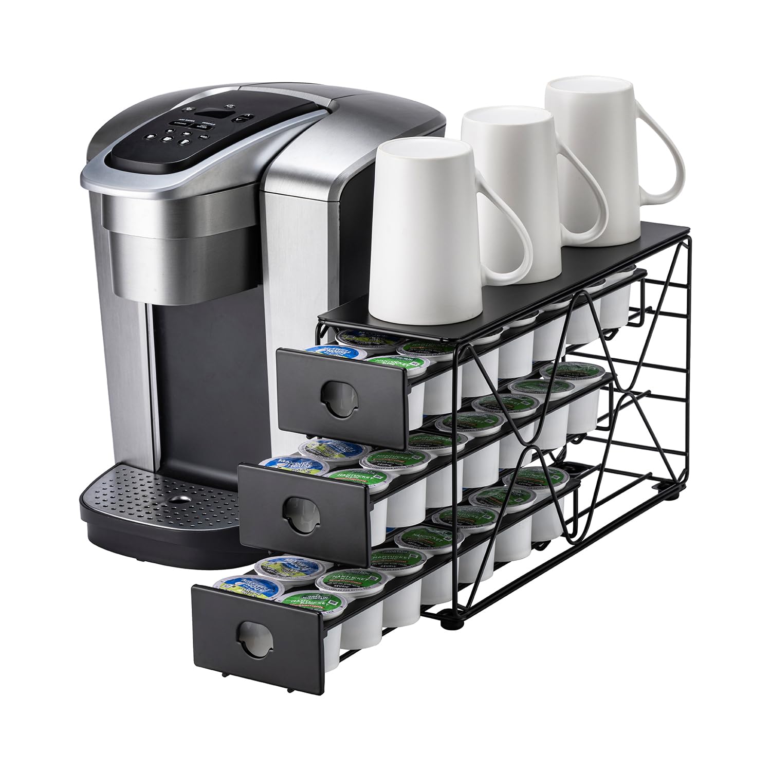 FlagShip vue frontale du porte-capsules, rangement compact et visible
