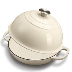 FLAVORIX cocotte en fonte émaillée blanc et vert, design élégant convivial