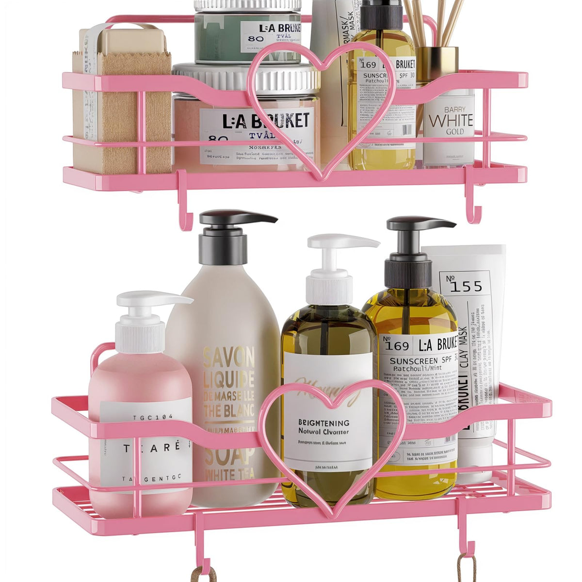 FLCITY étagère douche face avant rose, rangement esthétique