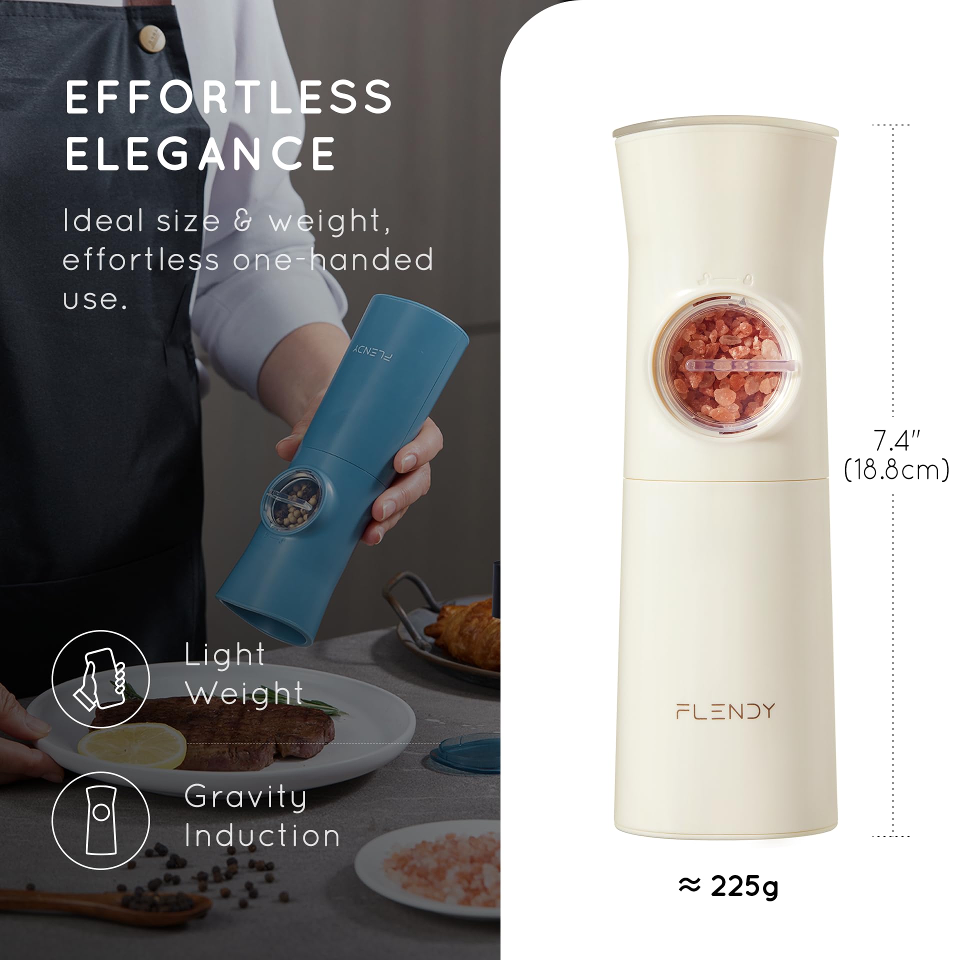 Flendy moulin en usage à une main, activation gravité simplifiée