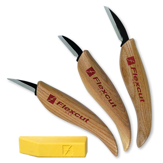 Flexcut emballage avant montrant le set et protection, facilité d'achat