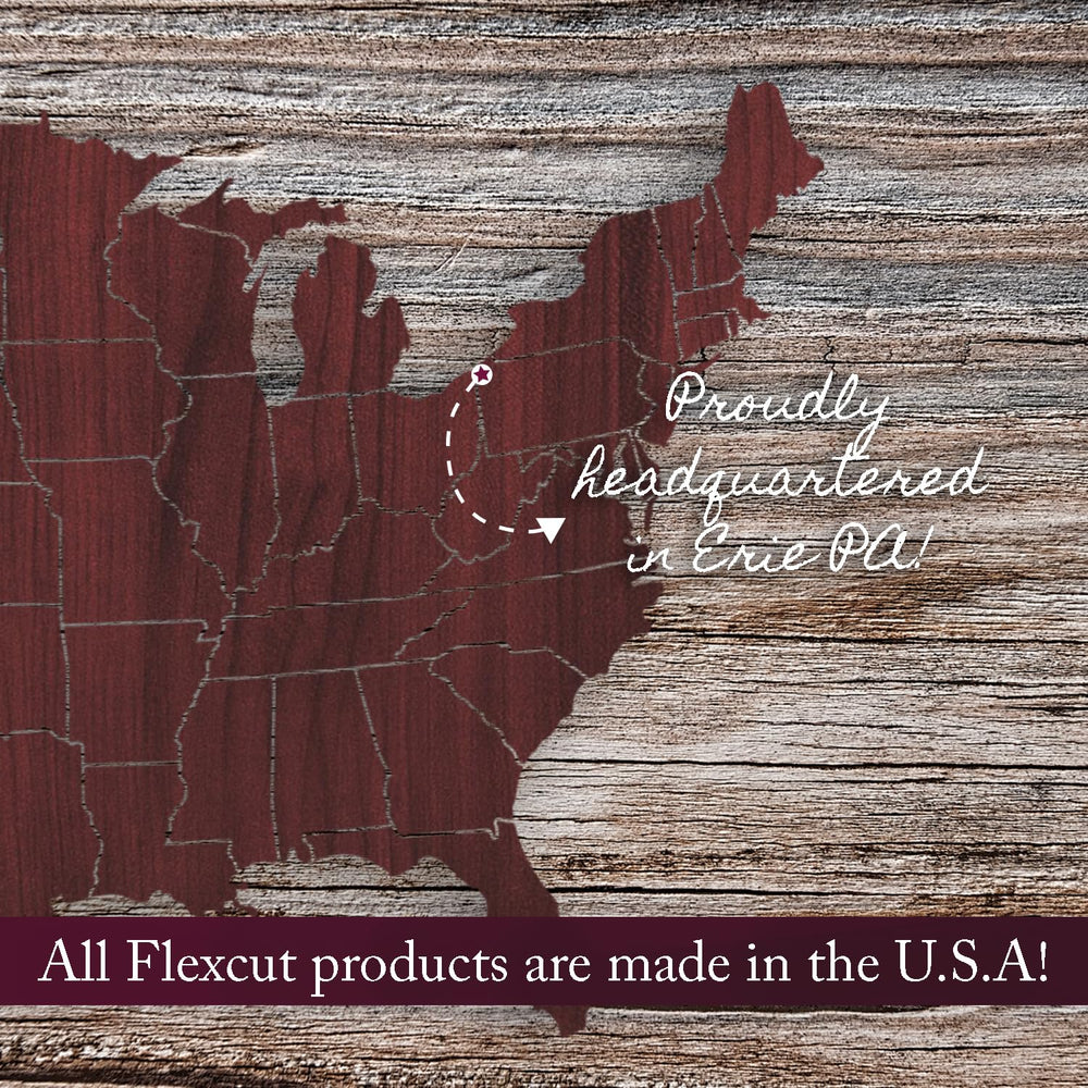 Flexcut étiquette Made in USA sur boîte, gage de fabrication fiable