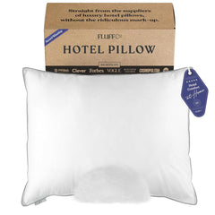 FluffCo oreiller face avant montrant soutien et finition hôtelier