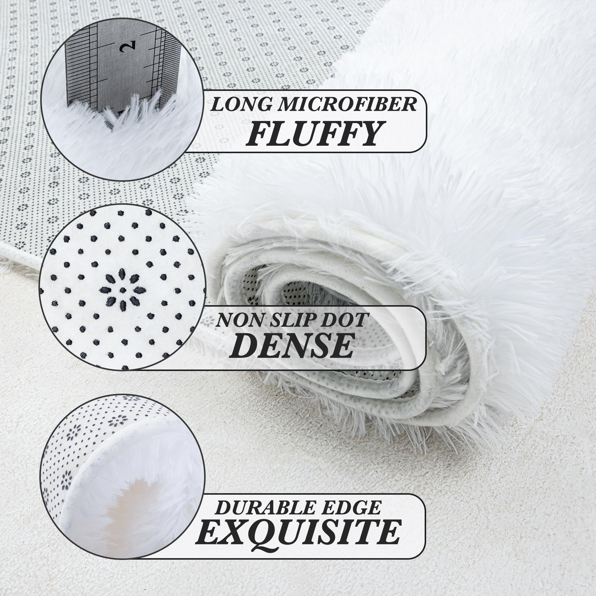 Fluffyrug comparaison avec lit pour visualiser l'échelle et l'ajustement 5x7