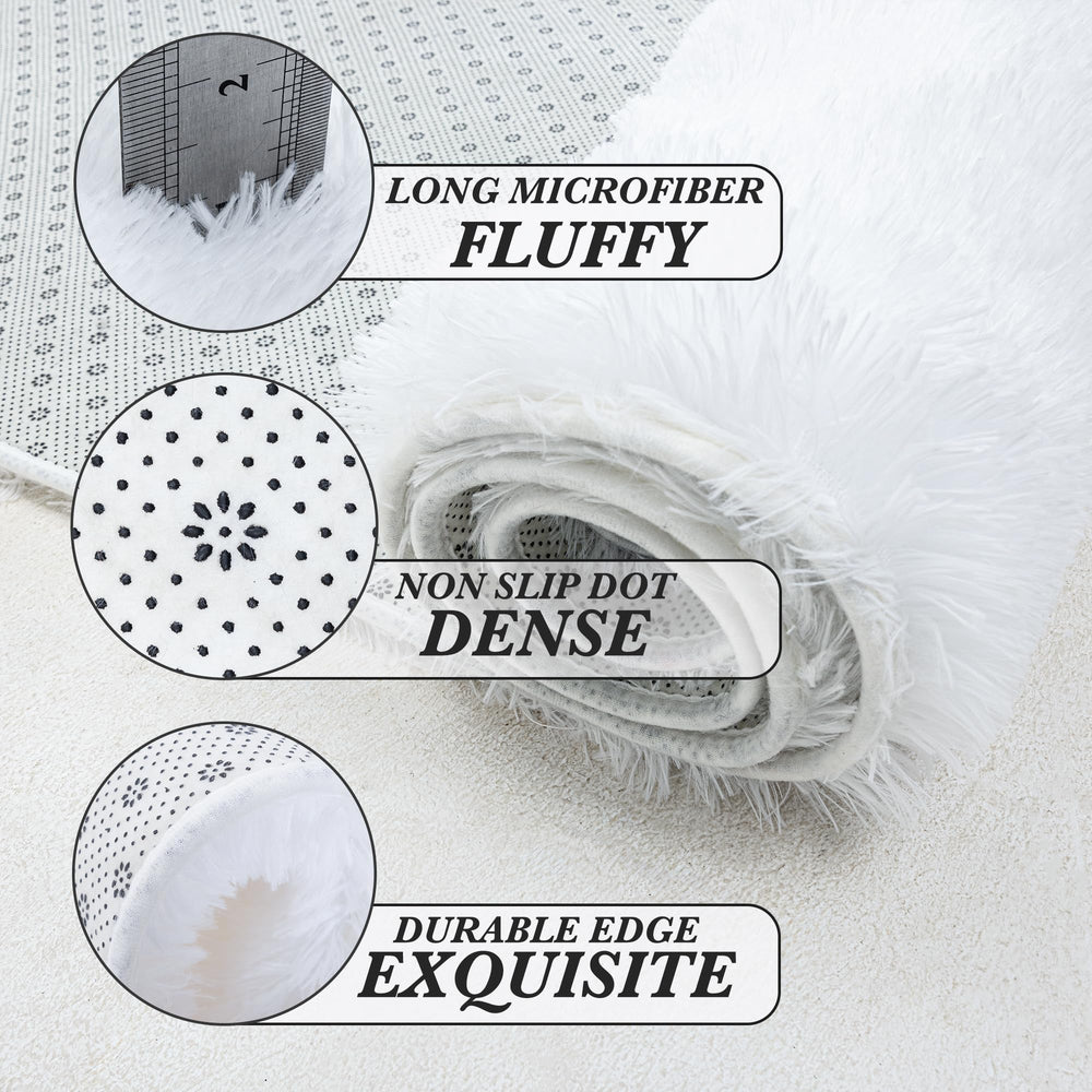 Fluffyrug comparaison avec lit pour visualiser l'échelle et l'ajustement 5x7