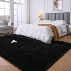 Fluffyrug gros plan sur fibres shag illustrant douceur et confort