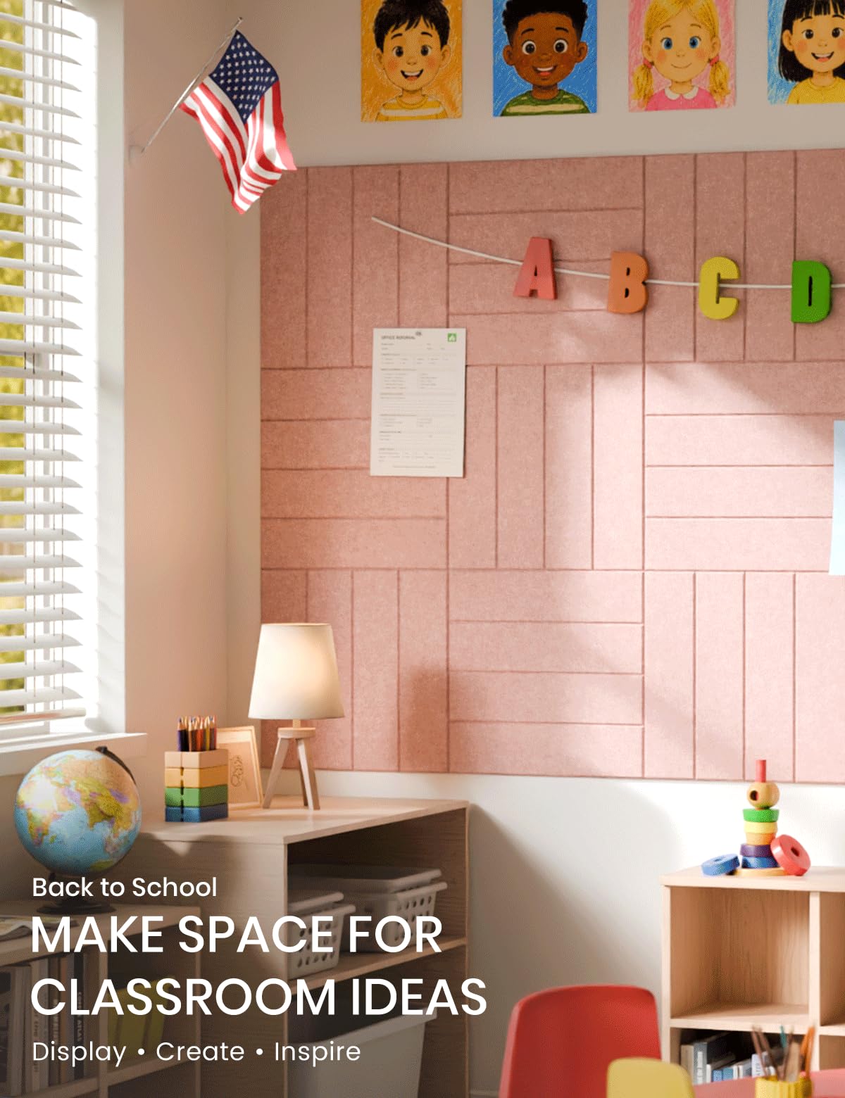 Fluxynara panneau dans chambre d'enfant pour affichage créatif et sécurité