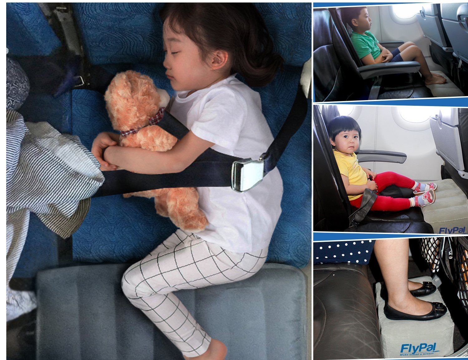 Enfant dormant sur Flypal formant un lit d'avion confortable et sûr