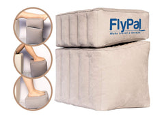 Flypal vue avant du produit et emballage montrant le repose-pieds compact et pratique