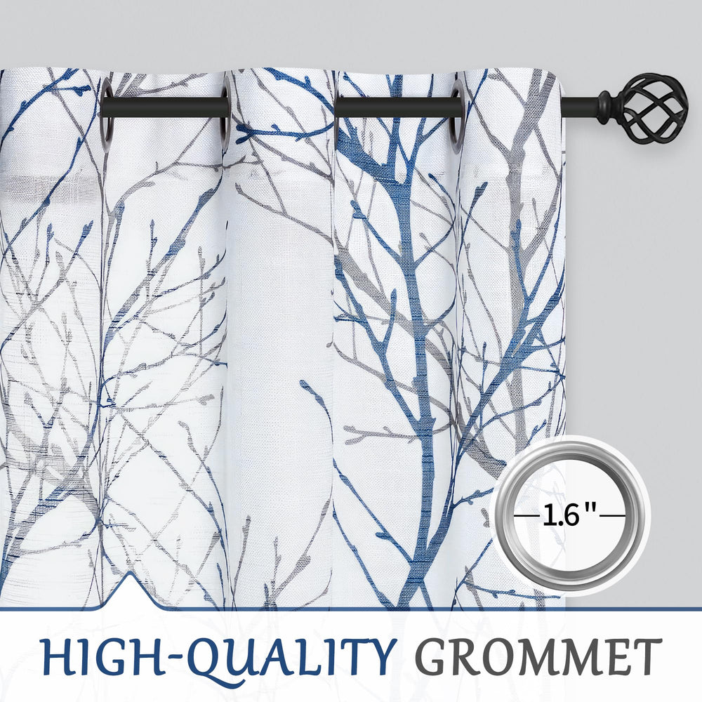 FMFUNCTEX motif branches bleu-gris zoom ajoutant style naturel