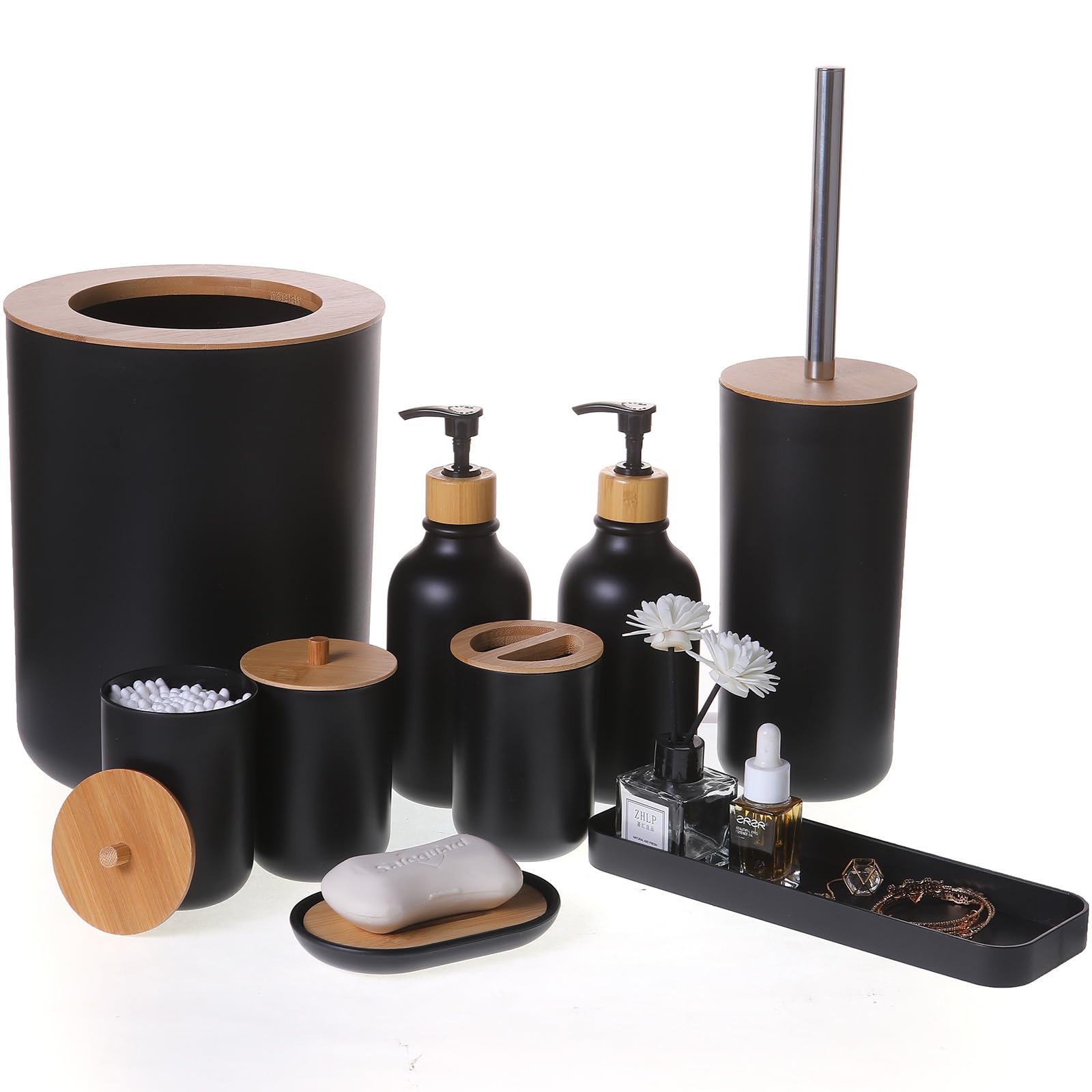 FNGJMJG ensemble mat noir face avant montrant toutes les 9 pièces pour un rangement complet