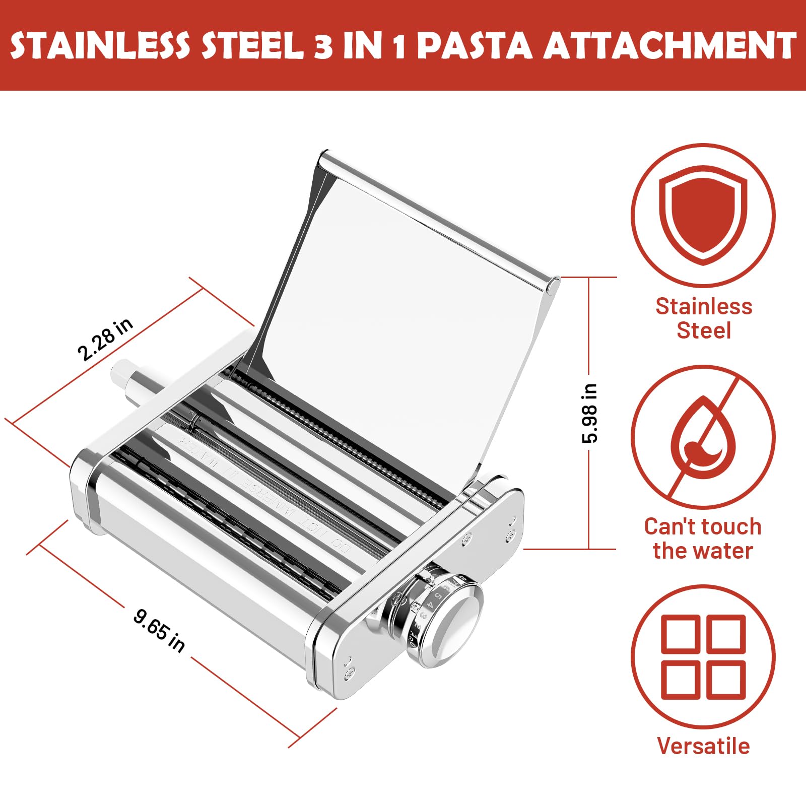 FOCOLLK gros plan du rouleau en acier inoxydable montrant la finition lisse