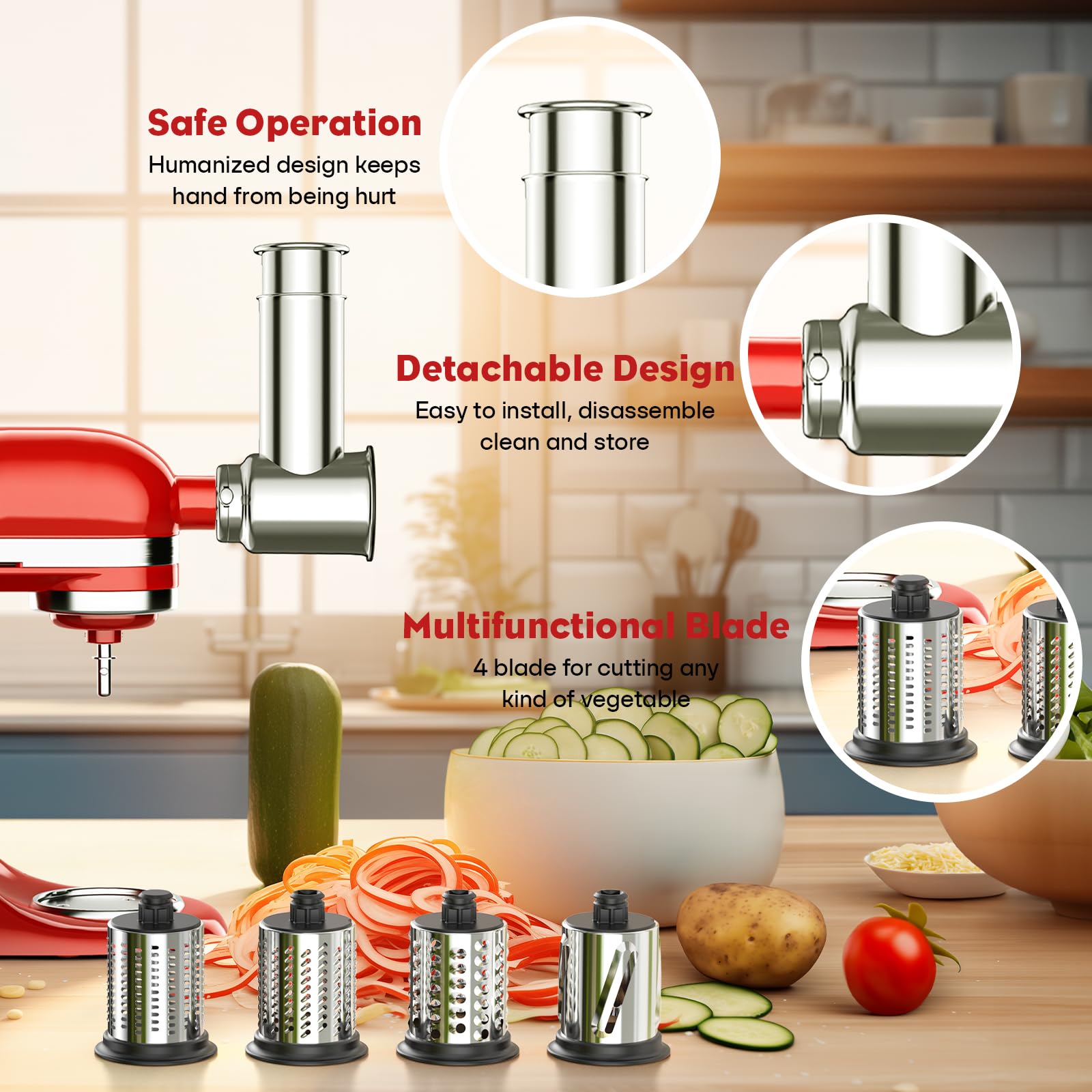 FOCOllK appareil en action râpant du fromage, gain de temps